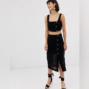 & other Stories Eyelet Midi skirt Black
